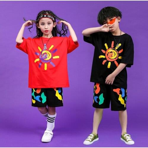 Cartoon Clothes Boys and Girls Childrens Clothes Sets Short Sleeve Colors Sun Patterns T-shirt Loose Shorts Hip-hop Two Pieces
