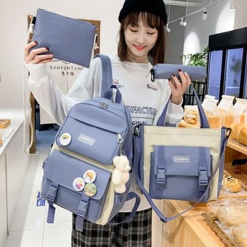 Women Laptop Backpack Canvas School Bags For Teenage Girls Kawaii College Student Kids Book Bag Rucksack