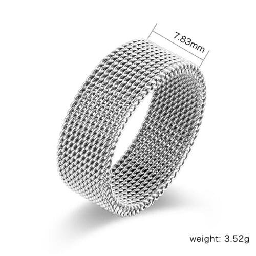 Rings mens fashion large stainless steel weaving rings Making Flexible Net rings black Simple hip hop gifts for male Accessories