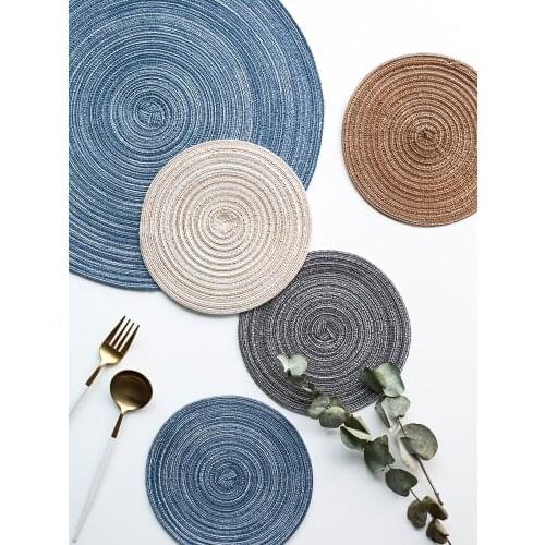 Ramie coaster Japan style round 4 colors handmade home kitchen pot placemat for dining table drink coasters 2 sizes choices mats