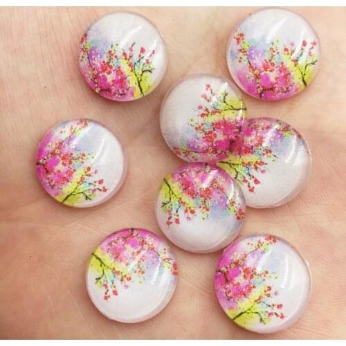 New 20pcs Resin 16mm Round Pink tree Flatback Rhinestone Ornaments DIY Wedding Appliques Craft F896