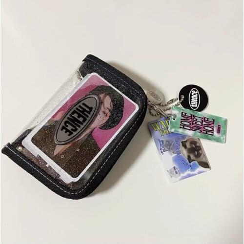Laser transparent cosmetic bag ins style American retro stationery storage bag coin purse card holder