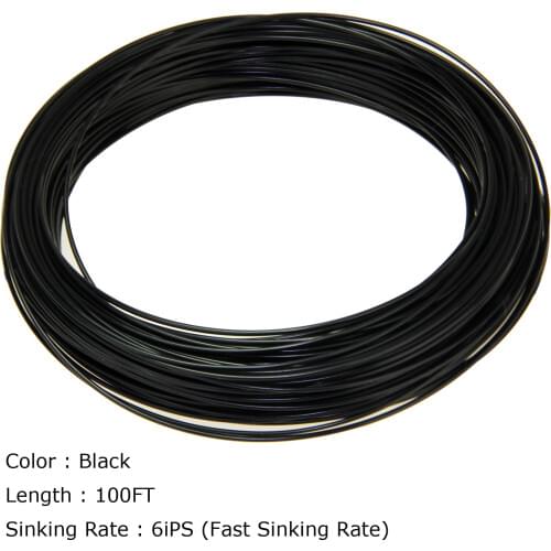 Fly fishing Fast Sinking line WF 5/6/7/8/9 S Black fast sink Fly fishing line 100 FT sink rate 6 ips fishing line