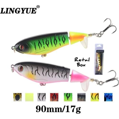 LINGYUE Whopper Popper 9cm/17g Topwater Fishing Lure Artificial Bait Hard Plopper Soft Rotating Tail Fishing Tackle Geer Pesca