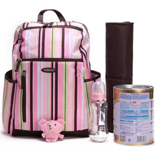 Mesenfants 2PCS/set Mummy 4 Colors Stripe Maternity Nappy Bag Multifunction Large Capacity Travel Backpack Baby Care