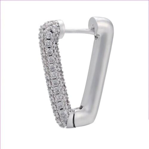 Fashion Cubic Zircon Geometric Hoop Earrings Exquisite Green Blue Stone Earrings For Women Girls Jewelry