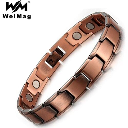 WelMag Fashion Copper Magnetic Bracelets & Bangles for Women Energy Power solid Copper Femme Bracelet Vintage Jewelry Adjustable