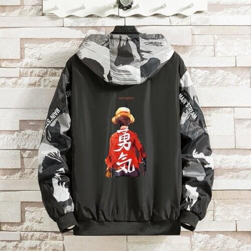 "Men Jacket Luffy Fashion Hip Hop Windbreaker Jackets Casual Hooded Jackets Streetwear Harajuku Coat Men Women Loose Male Style"