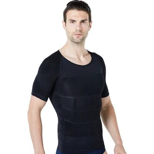 Men Body Shaper Underwear Shorts Slevee Slimming Waist Trainer T-shirts Shaperwear Tummy Control Back Correction Abdomen Shirts