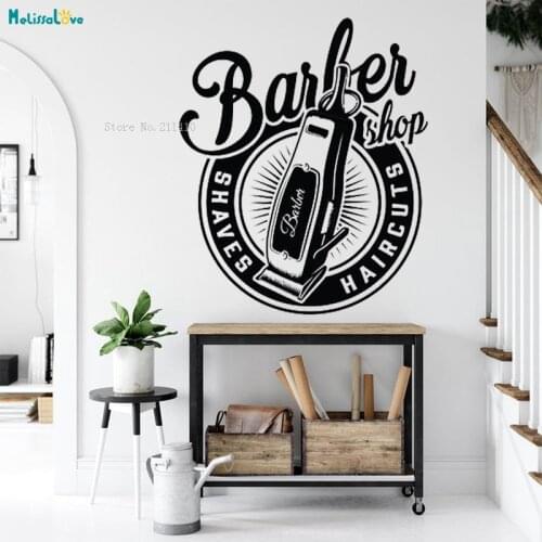 Shaving Machine Wall Art Decals Personalized Gifts For Him Barber Shop Decoration Stickers Art Murals Removable YT2605