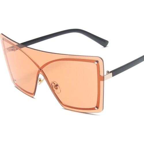 New Sexy Gradient Rectangle Sunglasses Women Men Oversized Siamese Cat Eye 2020 Sun Glasses Luxury Rimless Metal Shades Eyewear