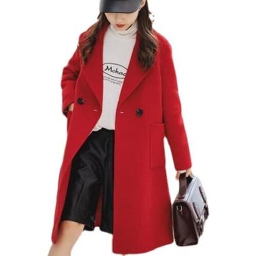 Baby girl autumn winter x-long woolen coat women double breasted loose kids casual overcoat