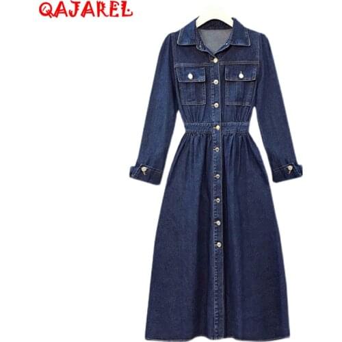 QAJAREL Fashion Denim Dresses