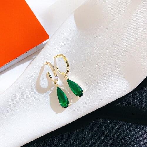 Micro Pave Zircon Green Stones Earrings For Women Etrendy New Jewelry Top Design Delicate Earings Bijoux Femme Gifts