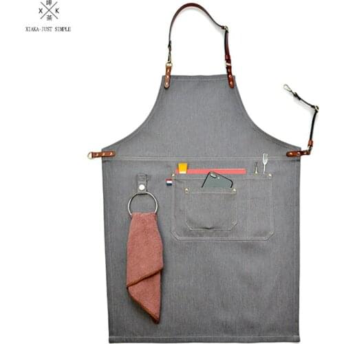 Sip tea grey cowboy apron coffee maker apron nail work apron restaurant flower painting apron