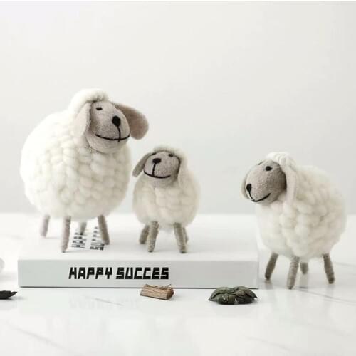 Nordic Kids Room Decor Felt Sheep Ornaments Decoration Baby Room Decor Felt Handmade Craft Figurine Baby Nursery Decor Kids Room