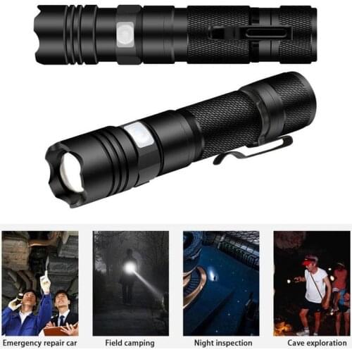 LED Flashlight Rechargeable IP68 Waterproof Ultra Bright 5 Lighting Modes Torch for Outdoor Camping Hiking Cycling