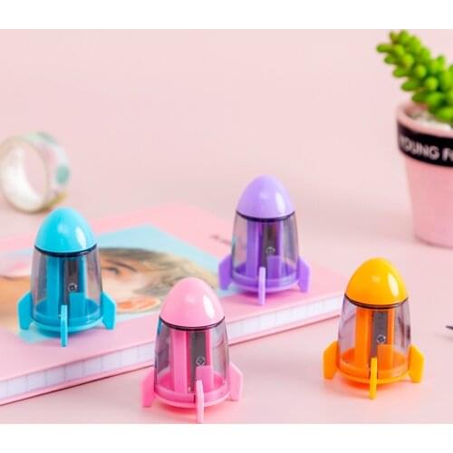 12 PCs Creative Rocket Modeling Single Hole Pencil Sharpener Pencil Shapper Pencil Sharpener Student Stationery Gift Wholesale