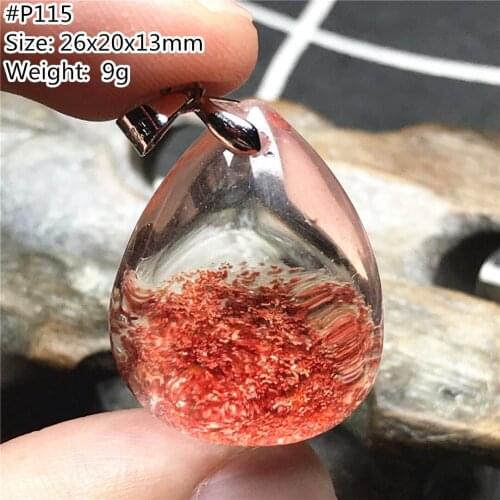 Top Natural Phantom Quartz Necklace Pendant For Women Men 26x20x13mm Water Drop Healing Beads Crystal Silver Rare Gemstone AAAAA