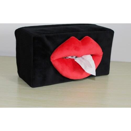 Fun Big red lips Tissue Box Cover Sexy Lips Plush Tissue Box decorative cover Exquisite home decor