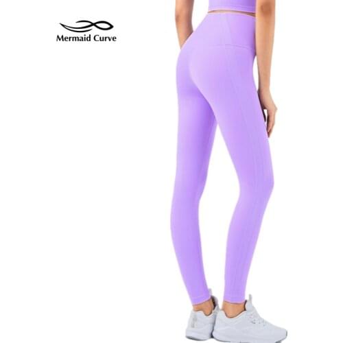 Mermaid Curve 2021 Women New No T Line Yoga Pants Gym Double Line High Waist Abdomen Fitness Cycling Comfortable Tight Leggings