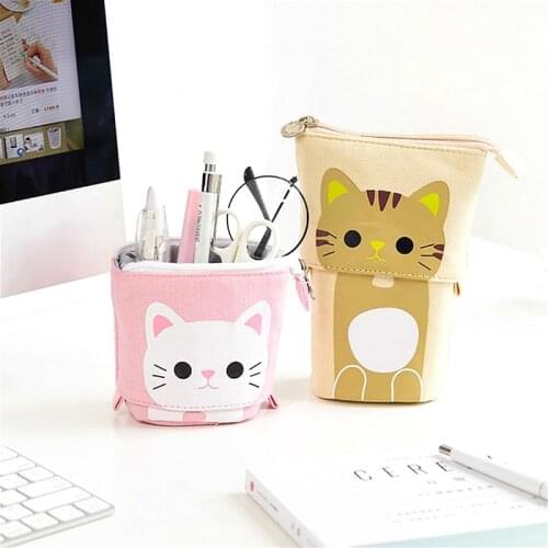 1@#Flexible Big Cat Pencil Case Fabric Quality School Supplies Stationery Gift School Cute Pencil Box Pencilcase Pencil Bag