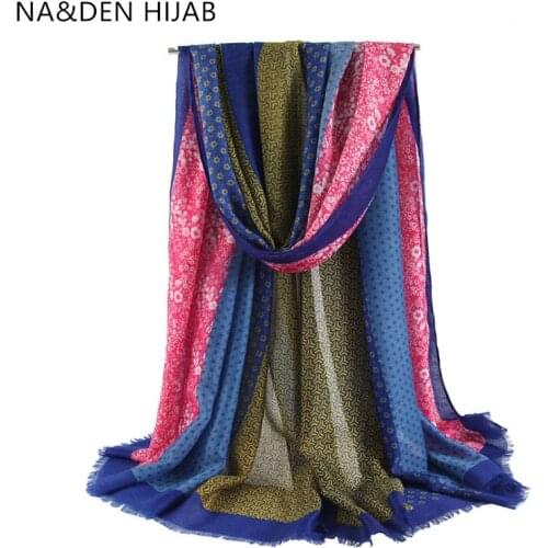 1PCS NEW Viscose Flower printing scarves Solid shalws Muslim hijab Long muffler Hi-Q ladies wraps Winter scarf Islamic bandana