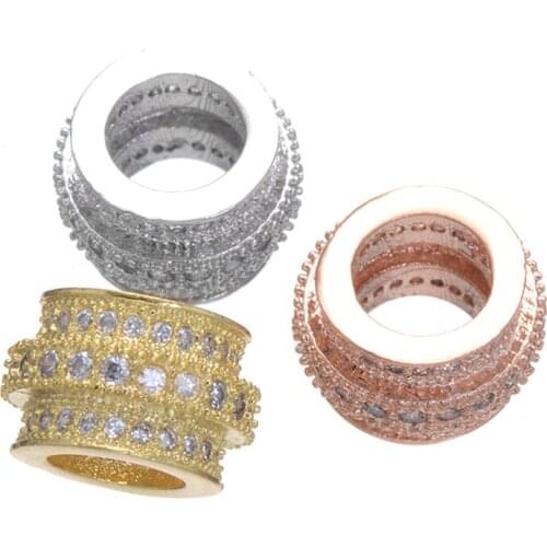 1 PCS Wholesale Copper Micro Pave Zirconia Rhinestone Charm Beads For Jewelry Making DIY Bracelet Necklace Accessories