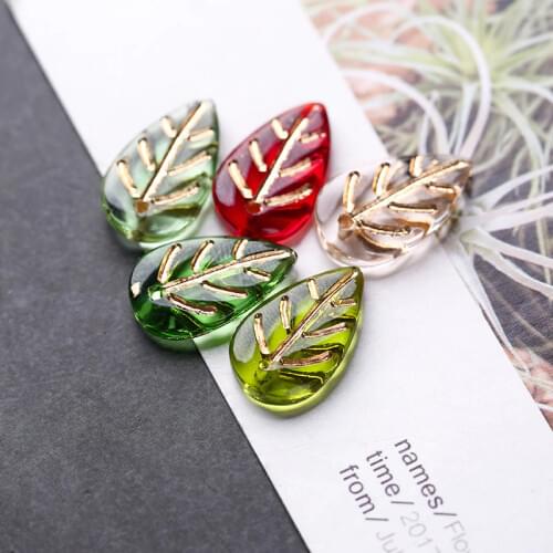 10pcs/lot 10x17mm Handmade Czech Glass Leaf Beads Colored Pendant Crystal Leaves Beads Charms for DIY Earring Bracelet Supplies