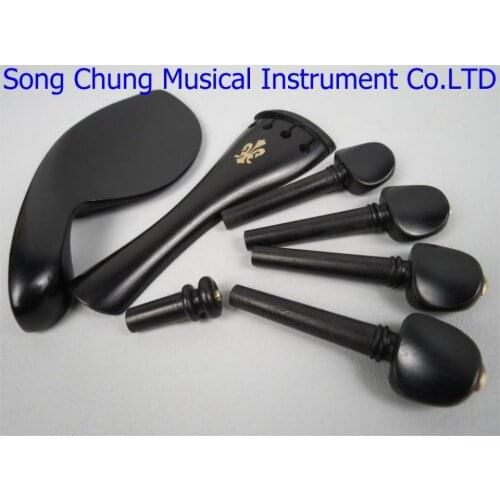 2sets of violin ebony fittings 4/4,beautiful carved,violin part