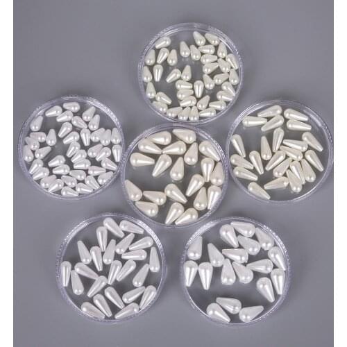 50-100pcs 6x10/6x14mm hole 1.8mm Tear Drop Plastic ABS Pearl Loose Spacer DIY Beads for Jewelry Findings Making