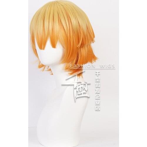 Agatsuma Zenitsu Wig Kimetsu no Yaiba Demon Slayer Yellow Synthetic Heat Resistant Hair Agatsuma Zenitsu Cosplay