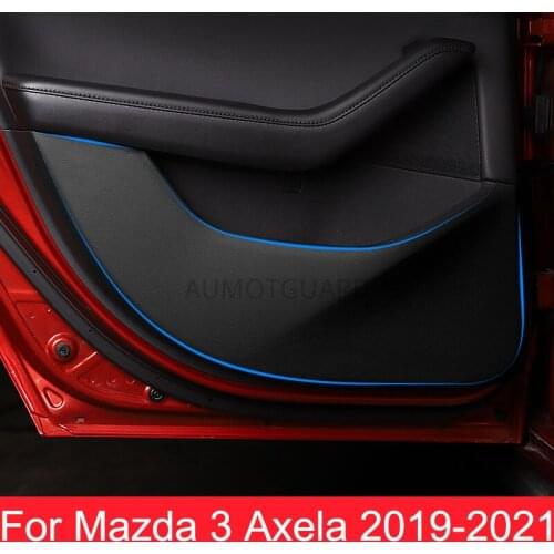 Car PU Leather Door Protector Pad Door Plank Anti Kick Pad Anti-dirty Pad Mat Cover Sticker For Mazda 3 Axela 2019 2020 2021