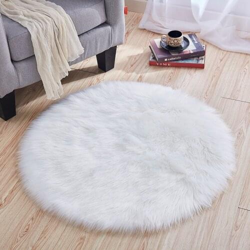 White imitation wool round carpet computer chair plush mat bedroom hanging basket rug window decoration carpet crawling carpet