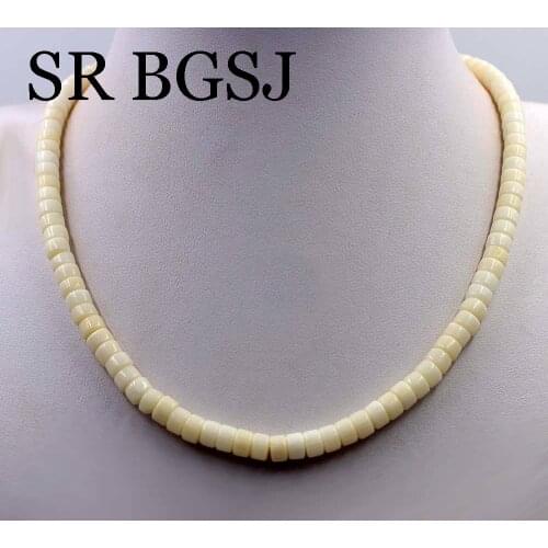 Free Shipping 4x6mm Rondelle Keshi White Sea Bamboo Natural Coral Beads Jewelry Necklace Strand 17.5"