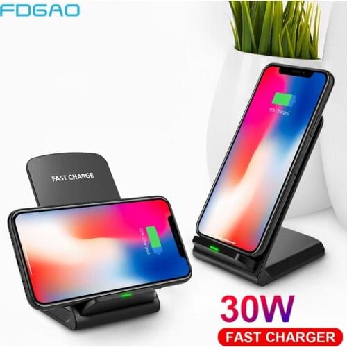 FDGAO 30W Qi Wireless Charger For iPhone 12 Pro Max 11 XS XR X 8 Samsung S20 S10 Note 20 10 USB C Induction Fast Charging Stand