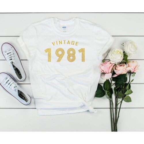 Gleaming golden vintage T-shirts, custom birthday shirt for any year birthday party T-shirt female summer that GM harajuku shirt