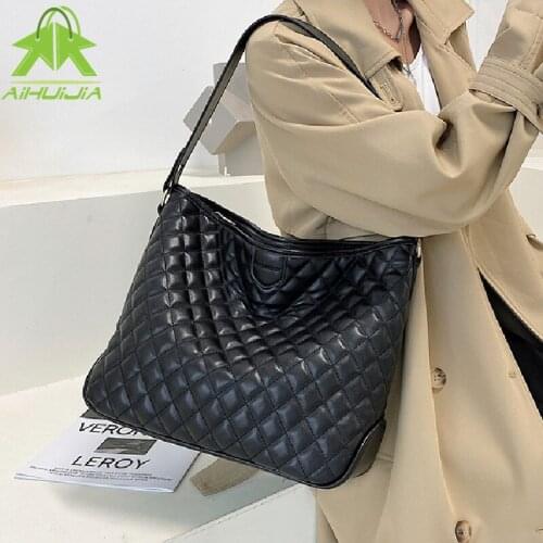 Large Capacity Handbag For Women Luxury Brand Designed Diamond Lattice Shoulder Bag New Casual Solid Color Female Messenger Bag