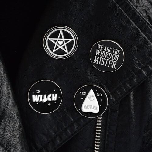 Dark Punk Enamel Pins WITCH Star Moon Weirdos Mister Brooch Coat Lapel Pin Buckle Shirt Badge Fashion Jewelry Gift for Friends