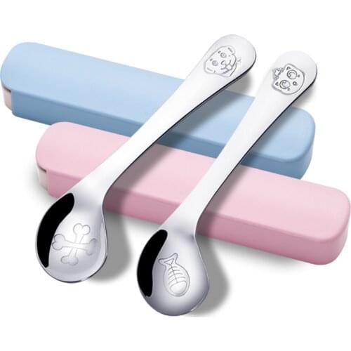 Baby Gadgets Tableware Set Children Utensil Stainless Steel Toddler Dinnerware Cutlery Cartoon Infant Food Feeding Spoon