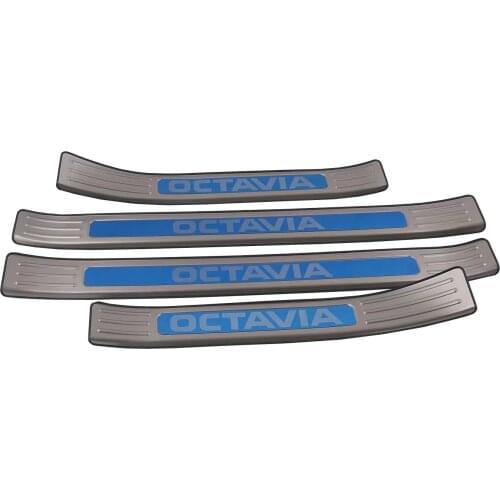 For 2017 2018 Skoda Octavia Stainless Door Sill Scuff Plate Kick Guard Pedal Threshold Step Protector Trim Cover Car Accessories