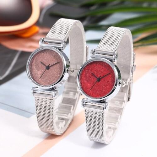 Dropshipping Women Silver Mesh Belt Starry Sky Watch Casual Luxury Female Clock Ladies Bracelet Wristwatches Relogio Feminino