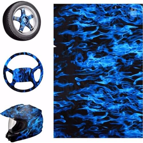 Blue Fire Style Hydrographic Water Film PVA Water Transfer Printing Films Motorbike Helmet Decor Decal 50x100cm
