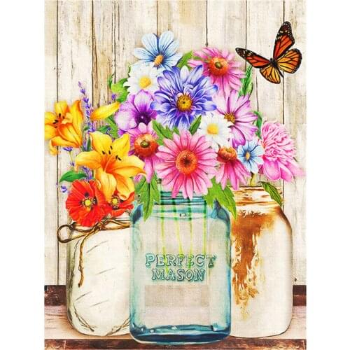 HJMGL Flower Diamond Painting Kits 5d Diamonds Art Vase Full Round Drill Painting Dotz Christmas Gift for Home Wall Decor