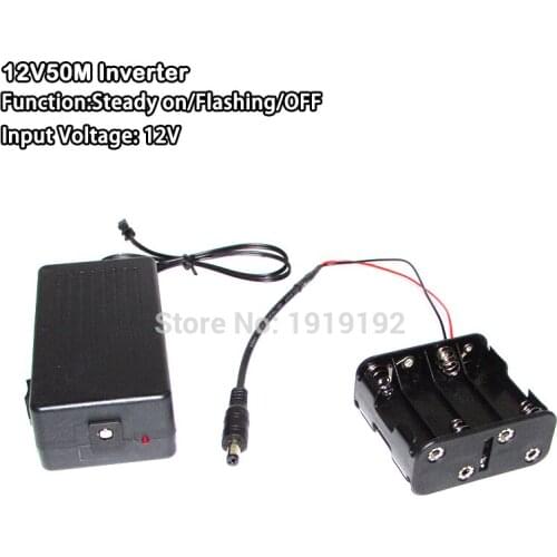 New type DC12V EL inverter/Driver with Cell box for 50M EL wire and strip powered by 8-AA battery For Flashing Glow Party decor