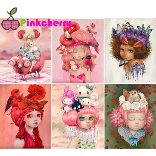 Cartoon big eye girl 5D DIY Diamond Painting Full Square Round Drill mosaic Diamond Embroidery gift home decor k1119