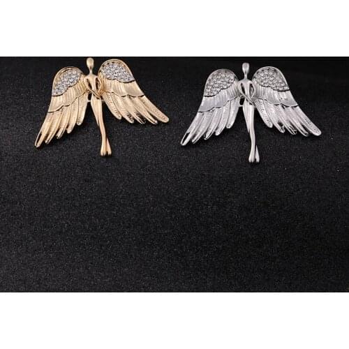 Classical Elegant Angel Wings Fairy Brooches Quality Crystal Rhinestone Women Brooch Pin 2 Colors Angel Figure Jewelry Gift Girl