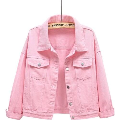 Fashion Denim Jackets For Women Spring Autumn Turn Down Collar Solid Casual Loose Short Outerwear Tops Female