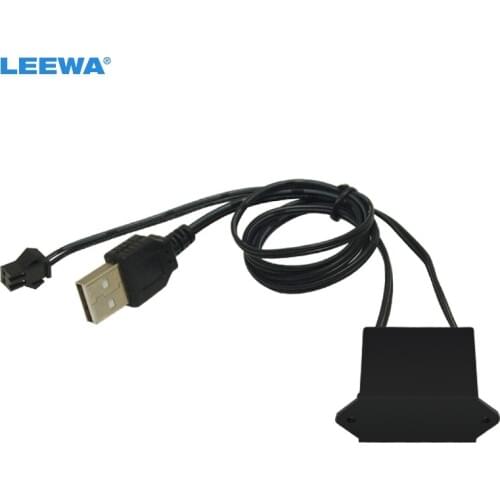 LEEWA 10PCS DC12V Car LED Decoration EL Fibre Neon Glow Lighting Rope Strip Power Driver Inverter With USB Port #CA5720