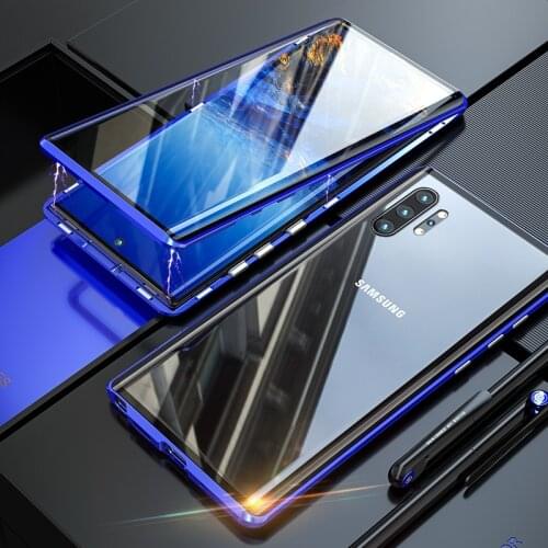 Magnetic Tempered Glass Case For Samsung Galaxy Note 10 9 Plus 360 Metal Covers Samsung S9 S8 Plus S9Plus S8Plus A70 A71 A50 A51